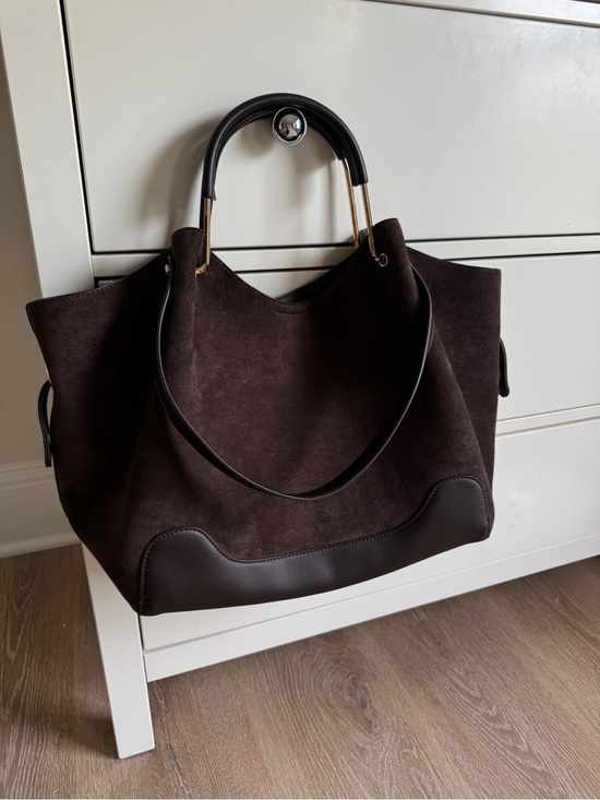 Sondra Roberts Handbags - Sondra Roberts Dark Brown Suede & Leather Tote